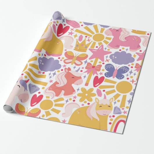 Whimsical Unicorn Wonderland Geschenkpapier (Ungerollt)