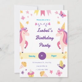 Whimsical Unicorn zum Geburtstag Einladung