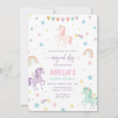 Whimsical Unicorn zum Geburtstag Einladung (Vorderseite)