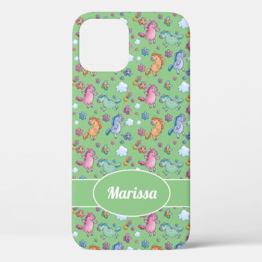 Whimsical Unicorns und Helle Hübsche Blume Case-Mate iPhone Hülle (Rückseite)