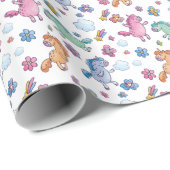 Whimsical Unicorns und Helle Hübsche Blume Geschenkpapier (Rolleneckpunkt)