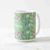 Whimsical Unicorns und Helle Hübsche Blume Kaffeetasse (VorderseiteRechts)