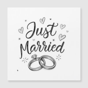 Whimsical Union Skizze Gerade verheiratet Hochzeit Magnetkarte