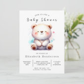 Whimsical Unique Bear Baby Dusche Einladung (Stehend Vorderseite)