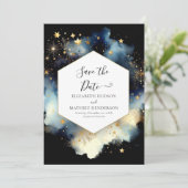 Whimsical Unique Celestial Wedding Save The Date (Stehend Vorderseite)