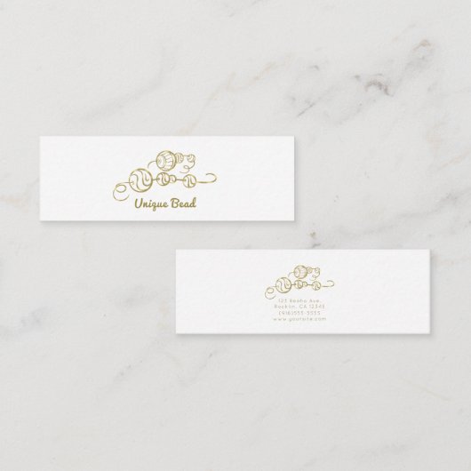 Whimsical Unique Gold Beads on a String Mini Visitenkarte (Vorne/Hinten)