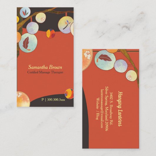 Whimsical Unique Lantern Tree Wellness-Center Visitenkarte (Vorne/Hinten)