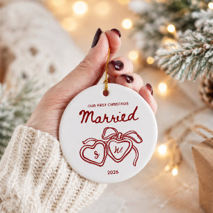 Whimsical Unser erstes Weihnachten verheiratet Orn Keramik Ornament