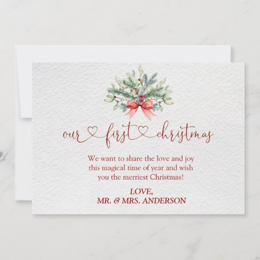 Whimsical unsere ersten Weihnachten als Herr. & Mr Einladung (Rückseite)