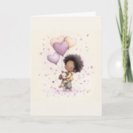 Whimsical Valentine Greeting Card – Watercolor Feiertagskarte