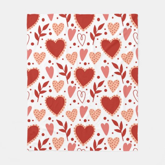 Whimsical Valentine Herzmuster Fleecedecke (Vorderseite)
