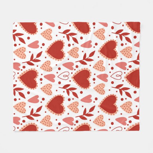 Whimsical Valentine Herzmuster Fleecedecke (Vorderseite (Horizontal))