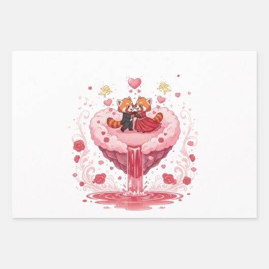 "Whimsical Valentine" Mixed Illustration Wrapping  Geschenkpapier Set (Vorderseite 2)