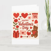 Whimsical Valentine's Day Greeting Card – Hearts,  Karte (Vorderseite)