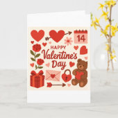 Whimsical Valentine's Day Greeting Card – Hearts,  Karte (Gelbe Blume)