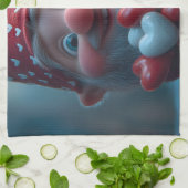 Whimsical Valentine's Gnome mit Herzblasen Geschirrtuch (Gefaltet)