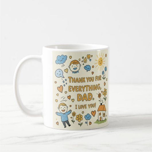 Whimsical Vatertag Doodle Print Kaffeetasse (Links)
