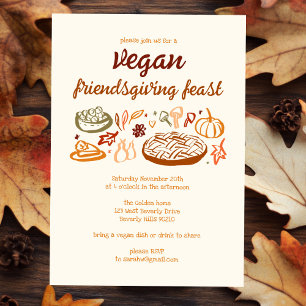 Whimsical VEGAN Erntedank Friendsgiving CUSTOM Einladung