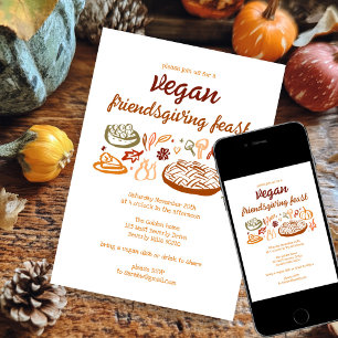 Whimsical VEGAN Erntedank Friendsgiving CUSTOM Einladung