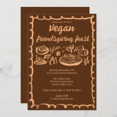 Whimsical VEGAN Erntedank Friendsgiving CUSTOM Einladung (Vorne/Hinten)