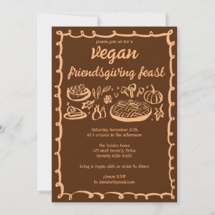 Whimsical VEGAN Erntedank Friendsgiving CUSTOM Einladung