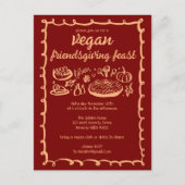 Whimsical VEGAN Erntedank Friendsgiving CUSTOM Postkarte (Vorderseite)