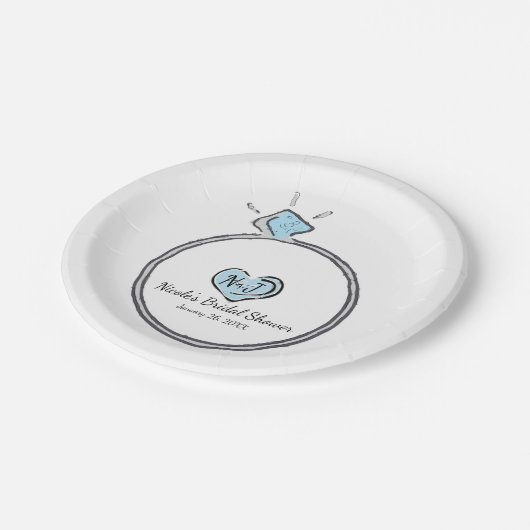 Whimsical Verlobung Wedding Ring Brautparty Pappteller (Schrägansicht)