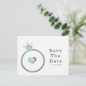 Whimsical Verlobung Wedding Ring Save the Date Postkarte (Stehend Vorderseite)