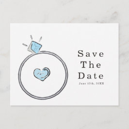 Whimsical Verlobung Wedding Ring Save the Date Postkarte