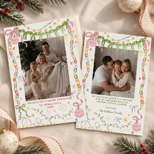 Whimsical-verschrobene-bunte-Weihnachts-Familienfo Feiertagskarte