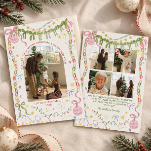 Whimsical-verschrobene-bunte-Weihnachts-Familienfo Feiertagskarte