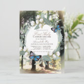 Whimsical verzauberter Wald Erste Heilige Kommune Einladung (Stehend Vorderseite)