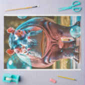 Whimsical Vibrancal Foto Hippo und Blase Decoupage Seidenpapier (Basteln)