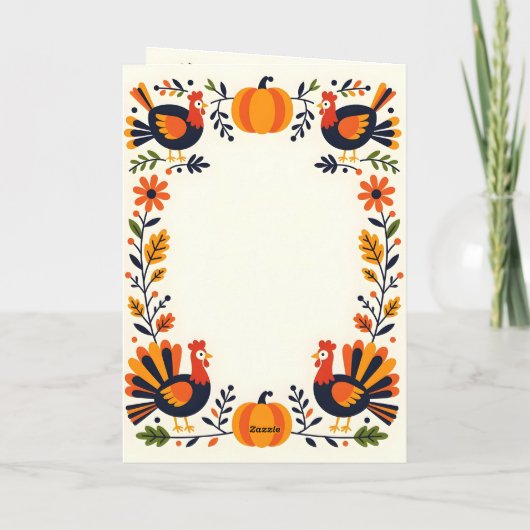 Whimsical Vibrank Folk Art Herbst Erntedank Karte (Rückseite)