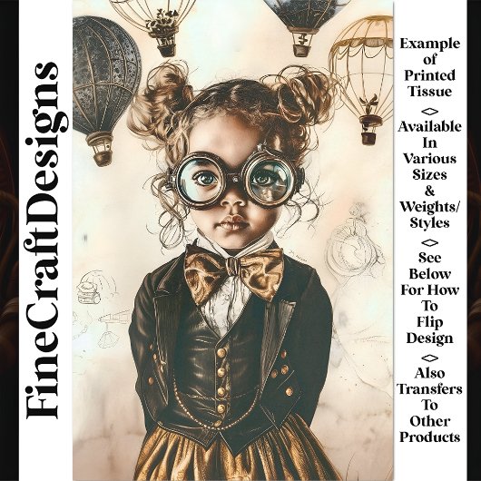 Whimsical Viktorianisch Steampunk Girl W7 Decoupag Seidenpapier