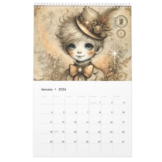 Whimsical Viktorianisch Steampunk Kalender (Jan 2026)