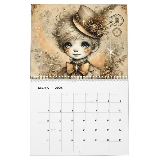 Whimsical Viktorianisch Steampunk Kalender (Jan 2026)