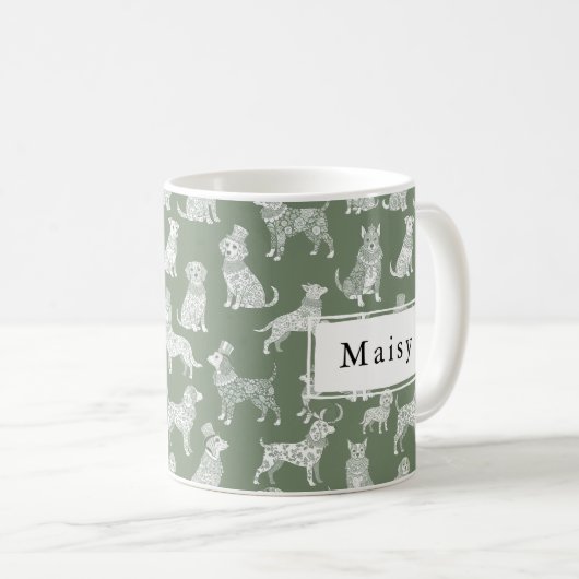 Whimsical Viktorianisch Style Dog Lover Individuel Kaffeetasse (VorderseiteRechts)