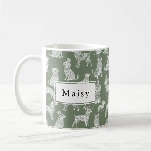 Whimsical Viktorianisch Style Dog Lover Individuel Kaffeetasse (Links)