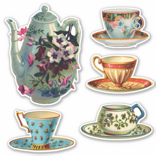Whimsical Viktorianisch Tee Set Aufkleber (Vorderseite)