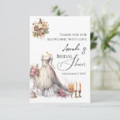 Whimsical Viktorianisch Wedding Dress Brautparty Dankeskarte (Stehend Vorderseite)