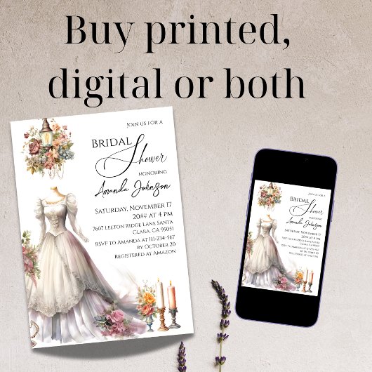 Whimsical Viktorianisch Wedding Dress Brautparty Einladung