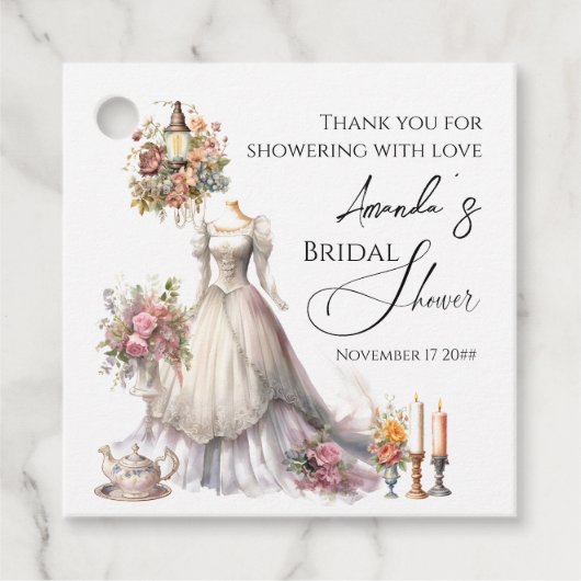 Whimsical Viktorianisch Wedding Dress Brautparty Geschenkanhänger (Vorderseite)