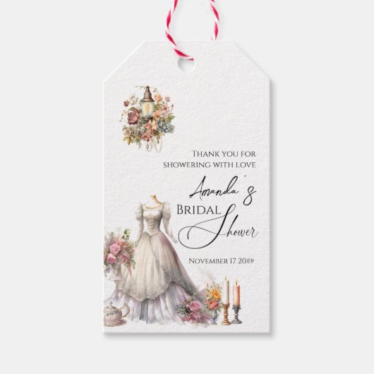 Whimsical Viktorianisch Wedding Dress Brautparty Geschenkanhänger (Vorderseite)