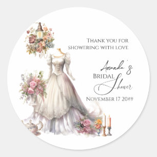 Whimsical Viktorianisch Wedding Dress Brautparty Runder Aufkleber