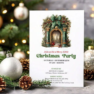 Whimsical viktorianische Weihnachts-Kaminparty Einladung