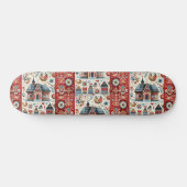 Whimsical Village Home Nordic Folk Art Scandinavia Skateboard (Horizontal)
