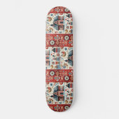 Whimsical Village Home Nordic Folk Art Scandinavia Skateboard (Vorderseite)