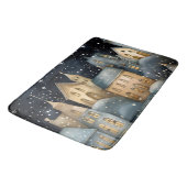 Whimsical Village Starry Skies Navy Gold Badematte (Schrägansicht)
