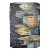 Whimsical Village Starry Skies Navy Gold Badematte (Vorderseite Vertikal)